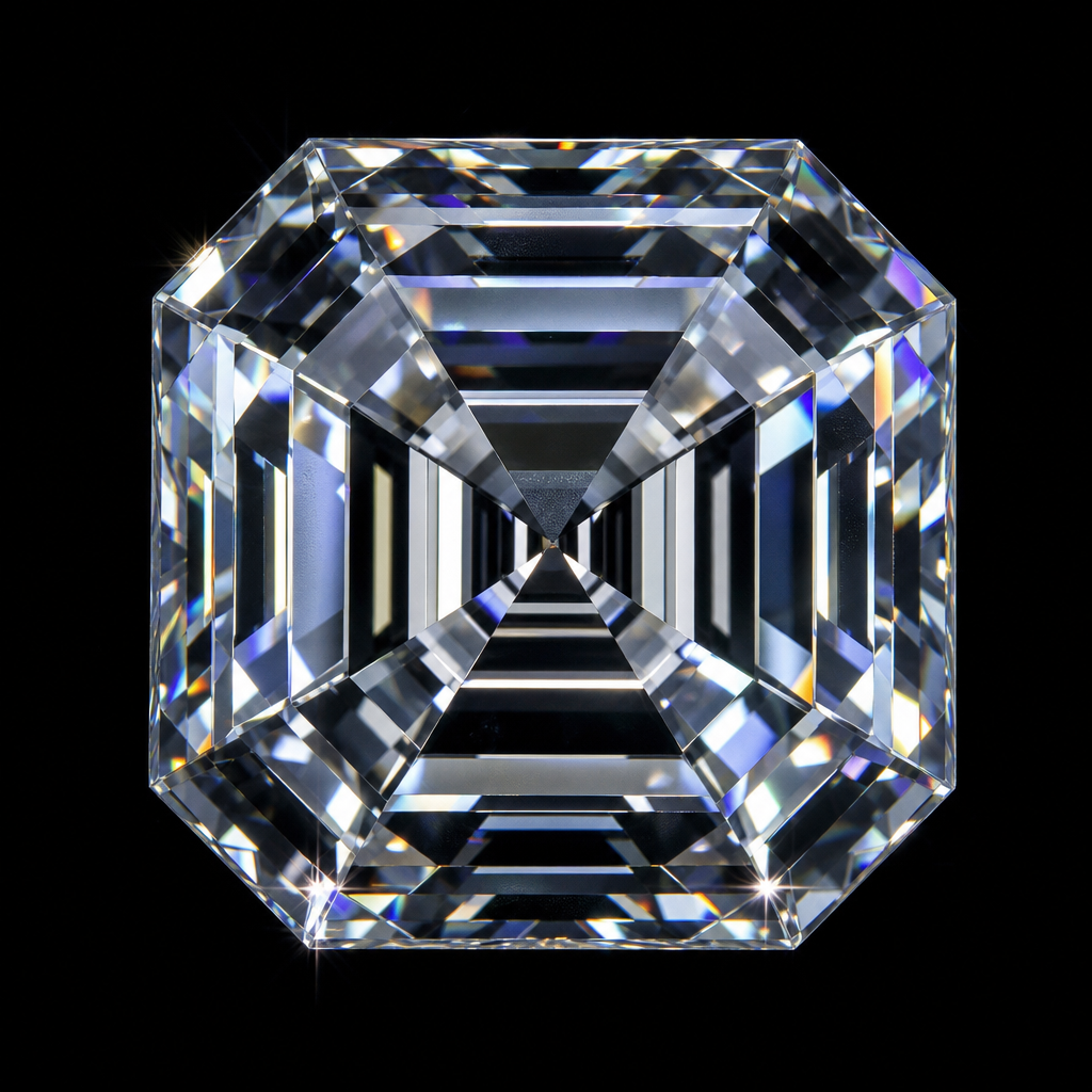 Asscher cut crafted diamond